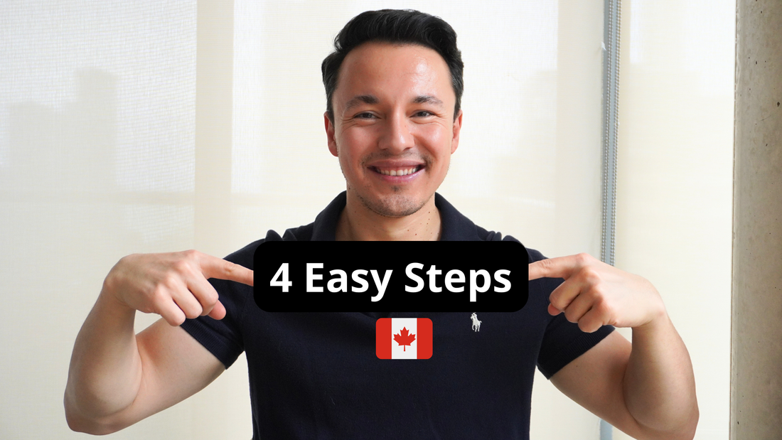 A smiling teacher points to the four easy steps.