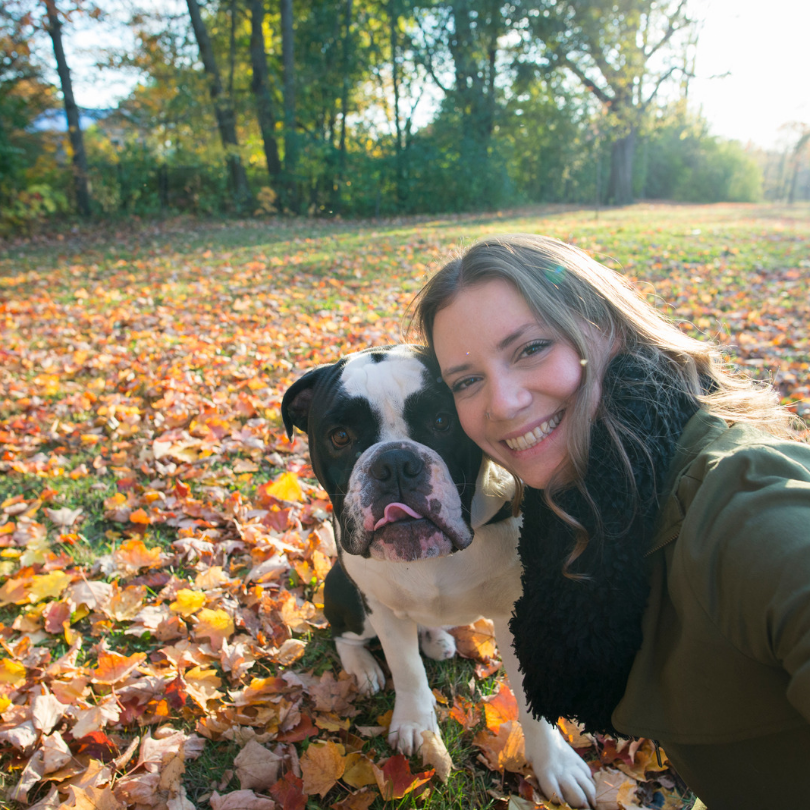 Happy Student with a dog